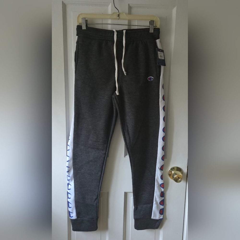 Champion Charcoal Joggers with White and Blue Details